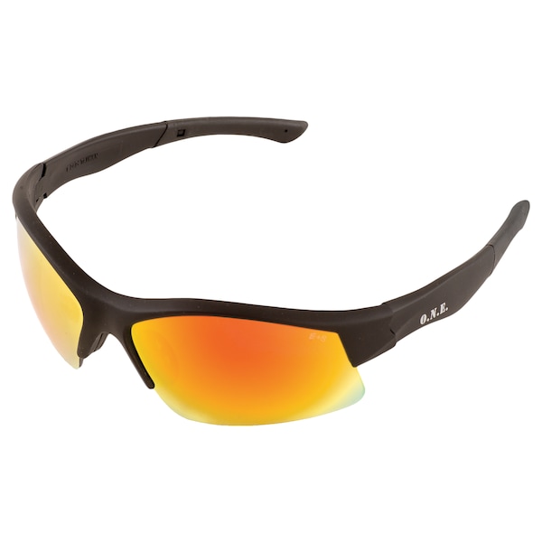 Erb Safety Breakout Safety Glasses, Black Frame And Red Mirror Lens 18013